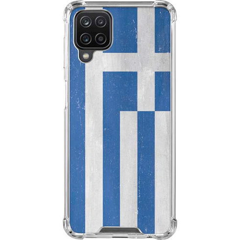 Greece Flag Distressed Galaxy A12 Clear Case